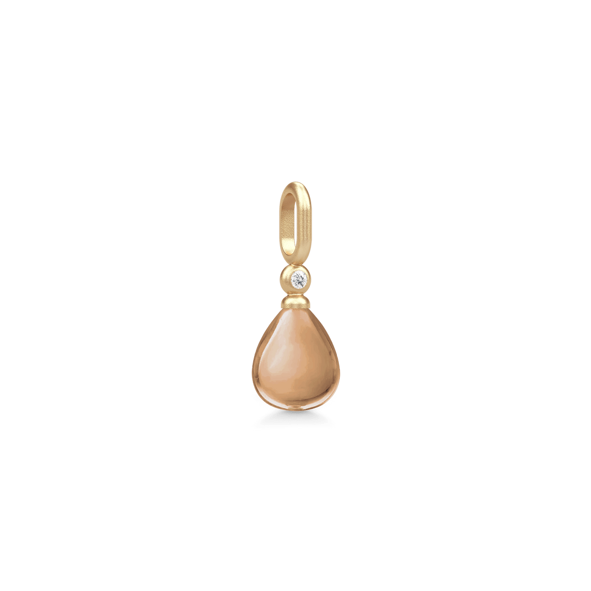 Anheng i samme design som Tasha Pendant med champagnefarget sten, sidevinkel