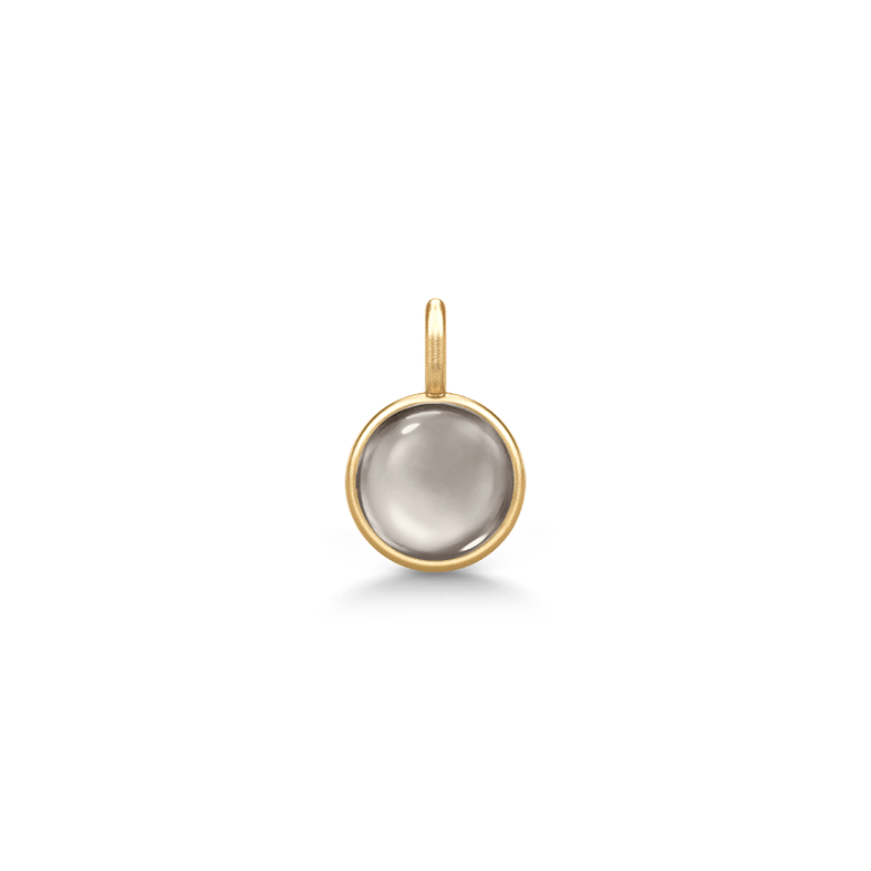 Little Prime Pendant i gult gull med grå cabochon-krystall, produktbilde