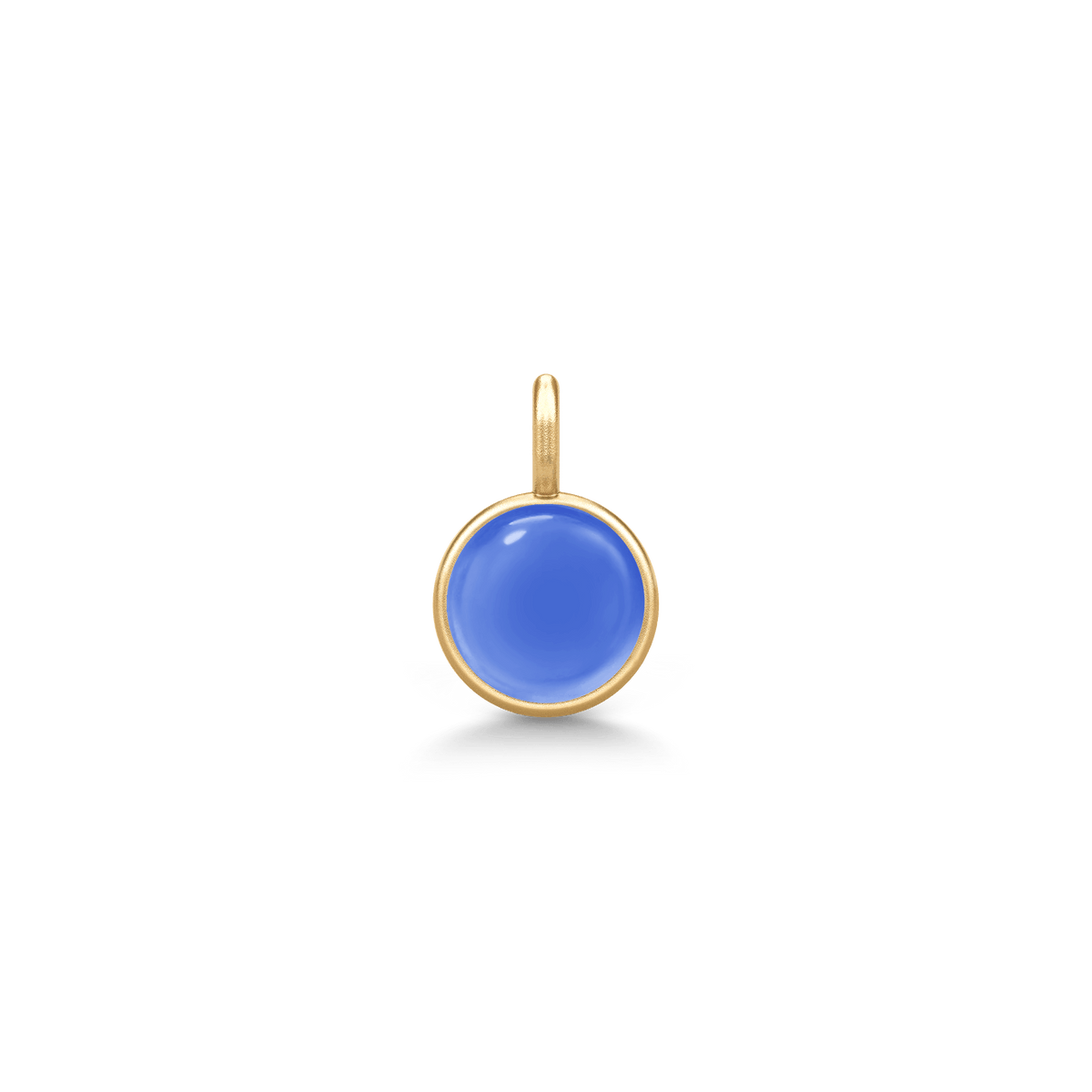 Little Prime Pendant i gult gull med royalblå cabochon-krystall, produktbilde