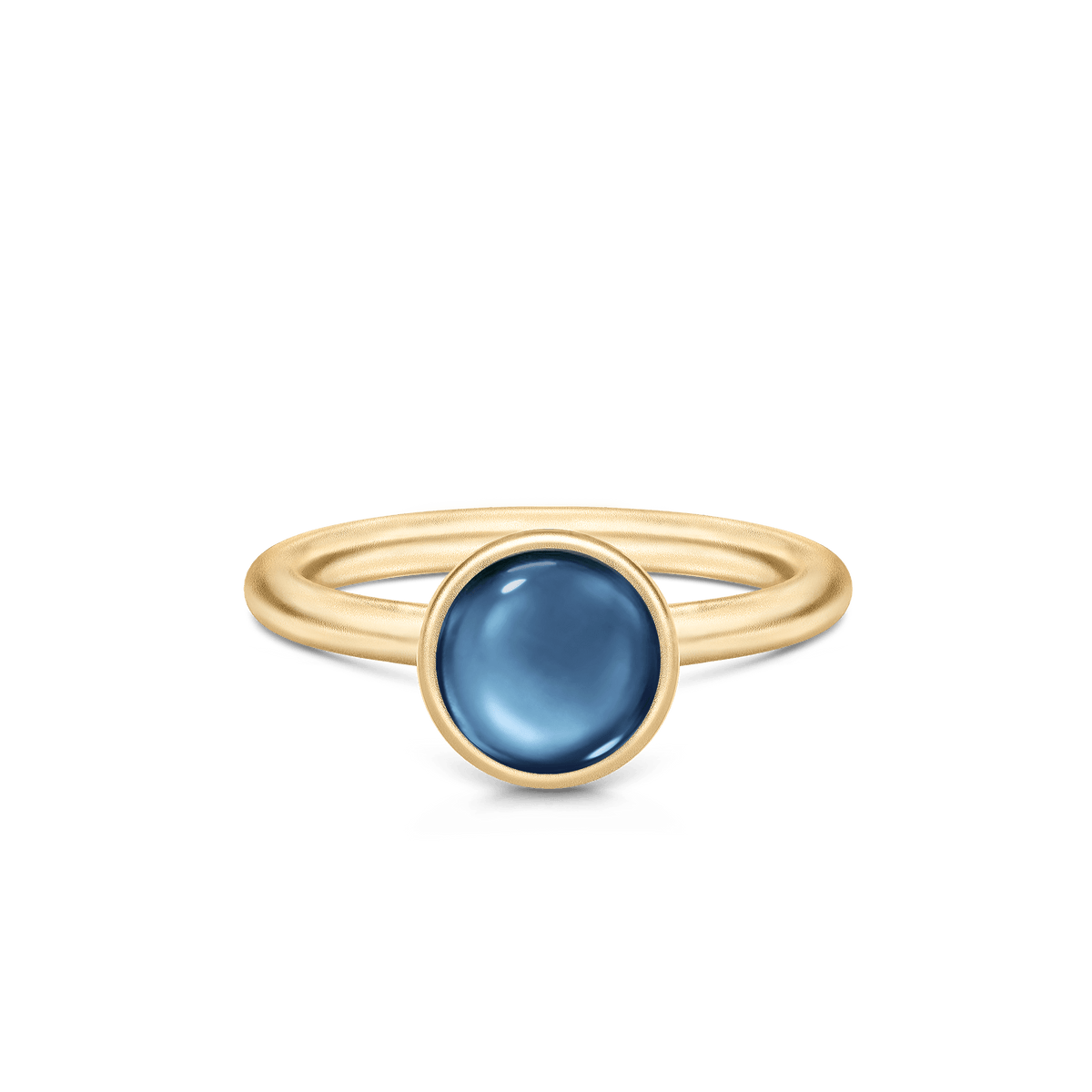 Primini ring fra Julie Sandlau i forgylt sølv med blå cabochon-krystall