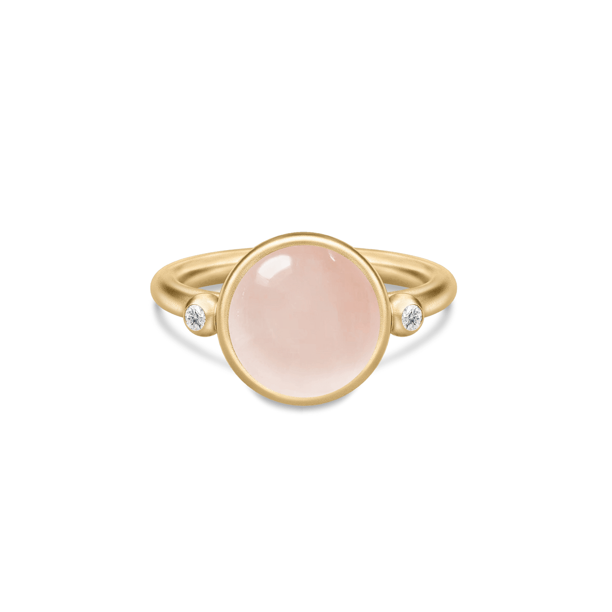 Prime Ring i gull med rosa cabochonslepet krystall og zirkonia, produktbilde