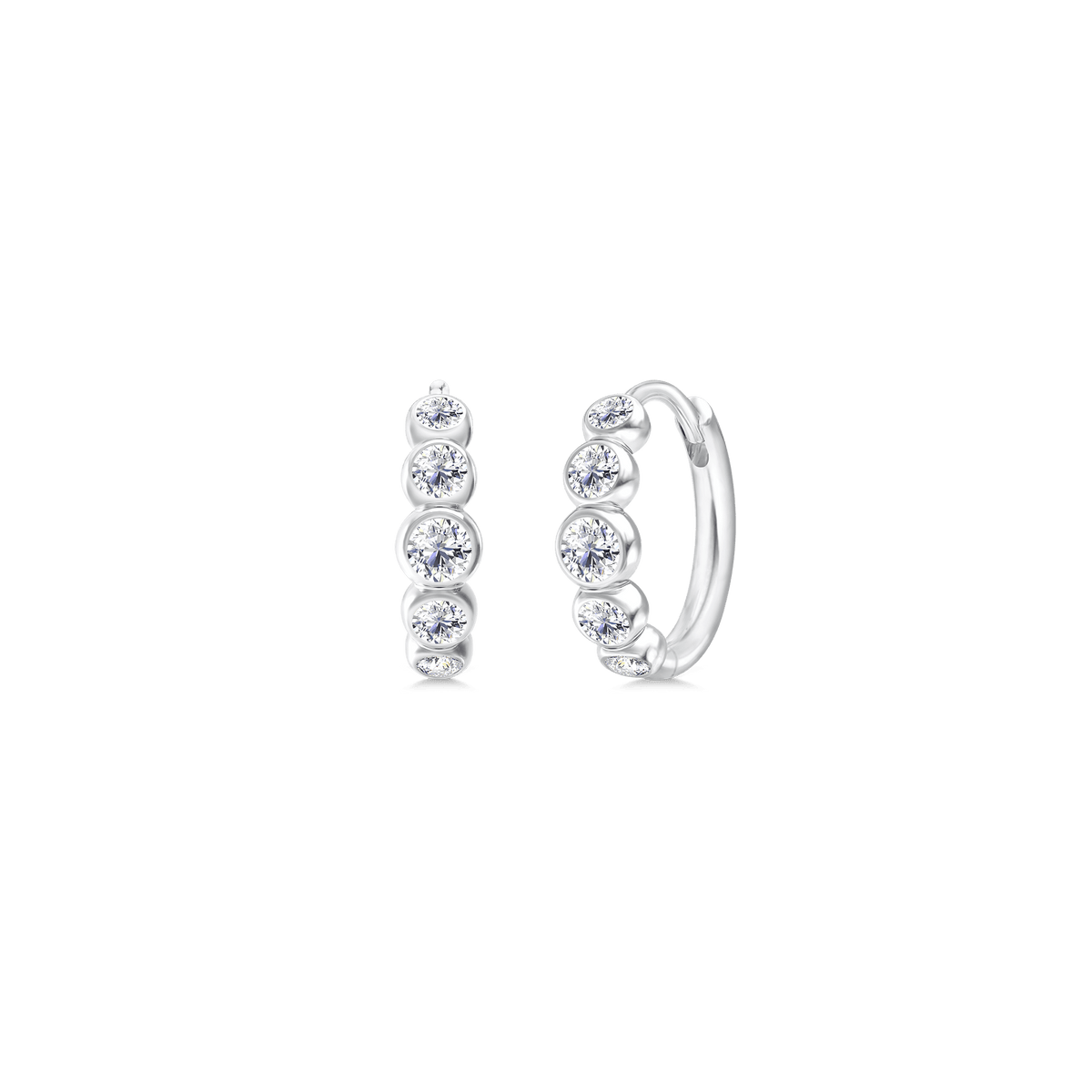 Par Lumen Medium Hoops i 18K hvitt gull med runde diamanter