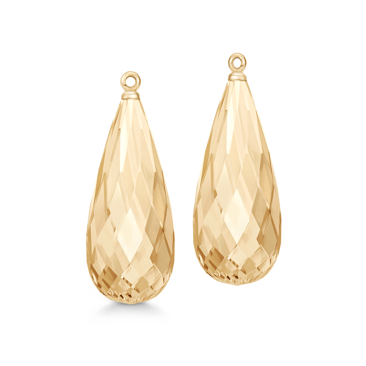 Briolette Ear Pendants i Champagne Quartz og 18K gult gull, produktbilde