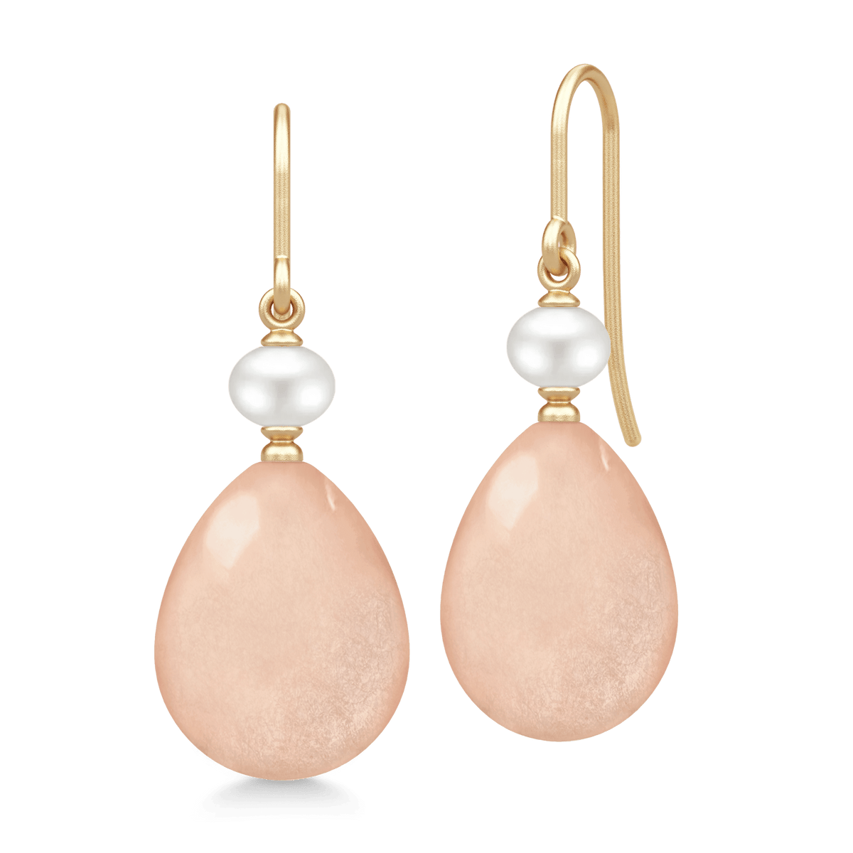 Elina Earrings med brun månestein, perle og diamantbesatt topp, produktbilde