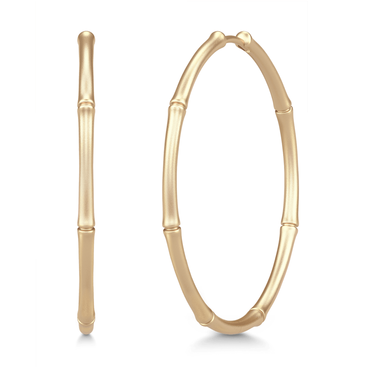 Bamboo Hoops Large i 14K gull, par sett forfra og fra siden
