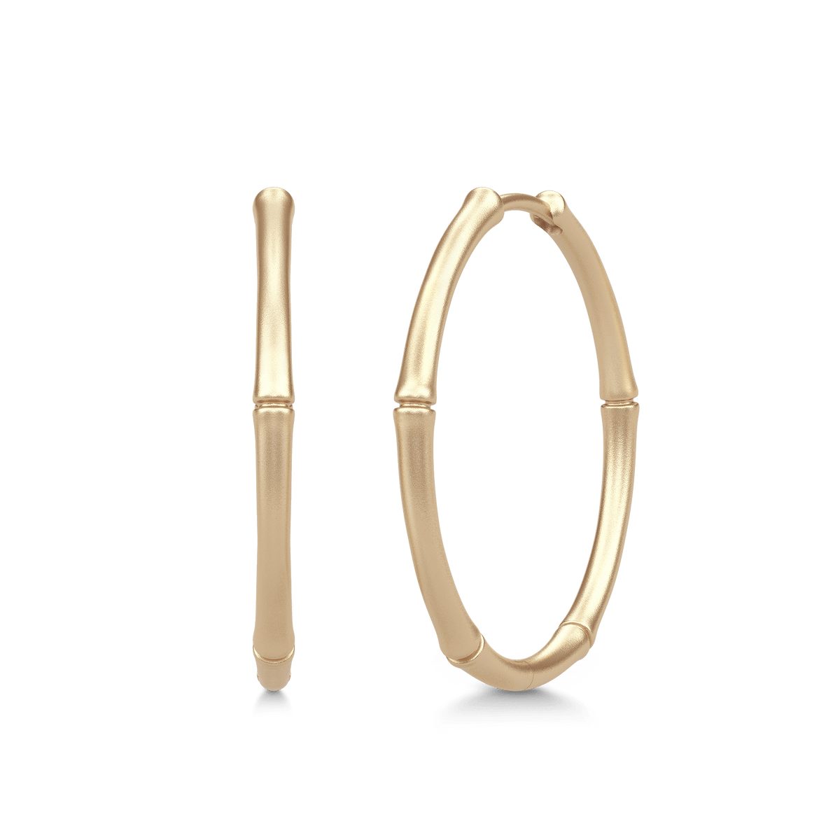Bamboo Hoops Medium i 14K gull med bambusinspirert leddesign