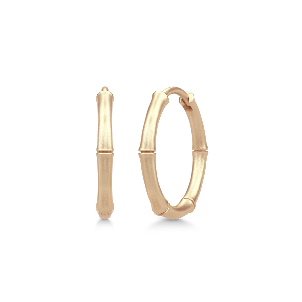 Bamboo Hoops Midi i 14 karat gull, par sett forfra på hvit bakgrunn