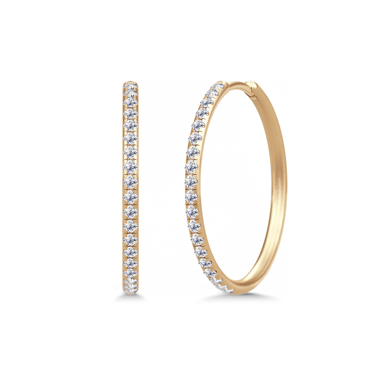 Lulia Hoops Large, par med store runde diamantbesatte kreoler i gult gull