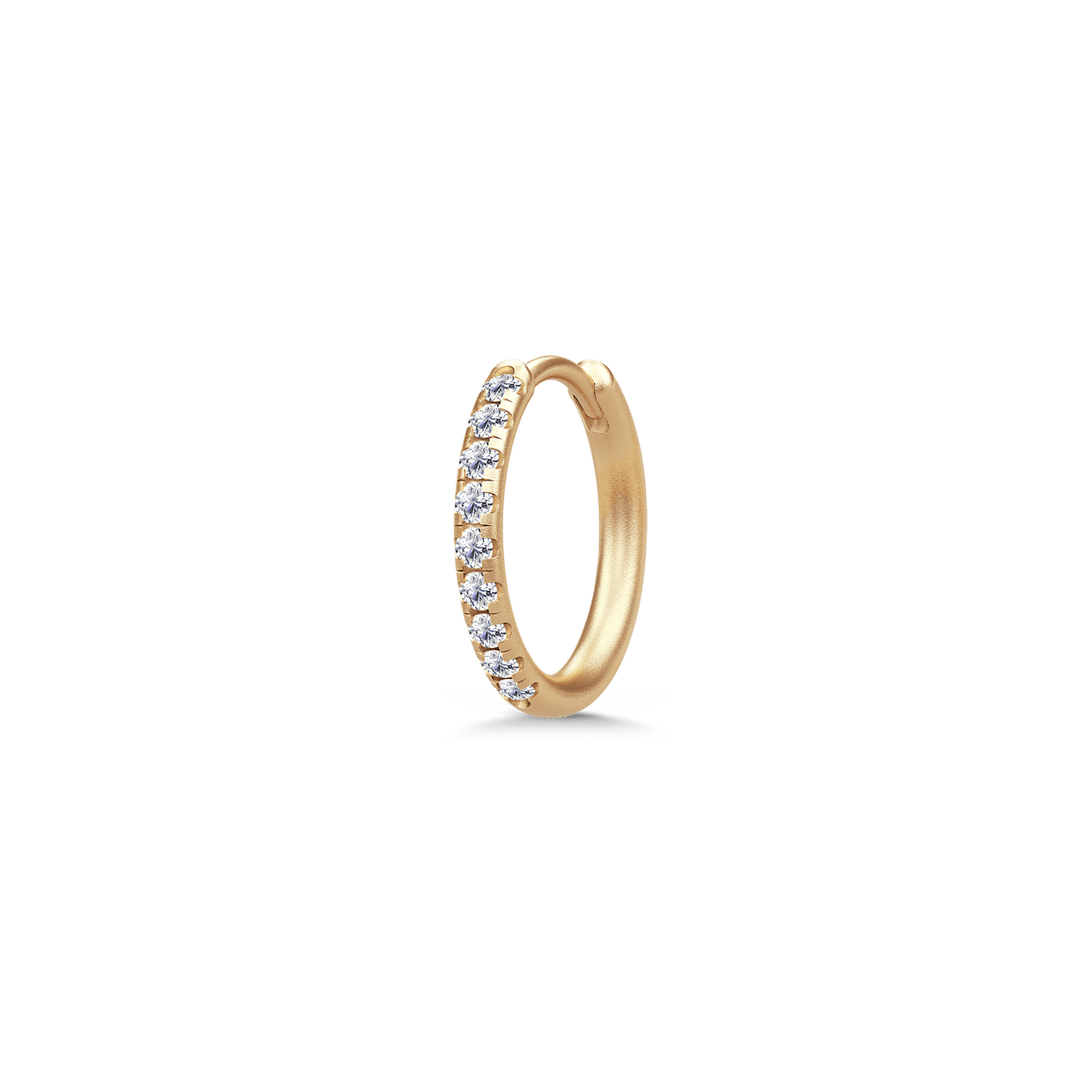 Lulia Hoop Medium creolering i 14K gull med pavésatte diamanter, sett fra siden