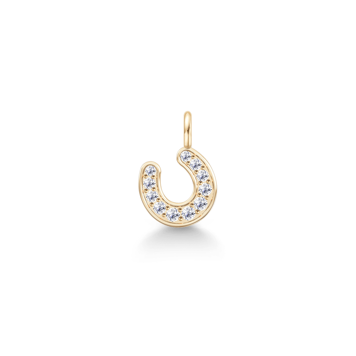 Horseshoe Pendant i 14K gull besatt med diamanter, sett forfra