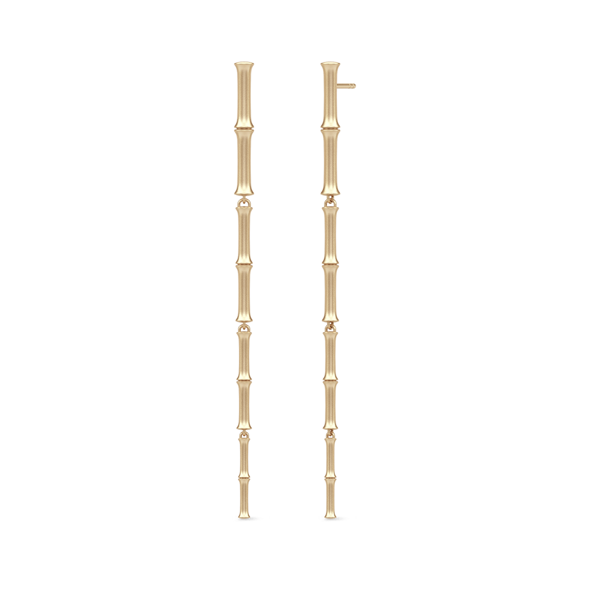 Bamboo Dangle øredobber fra Julie Sandlau i 14 karat gull - lange, leddelte øredobber inspirert av bambusens naturlige form
