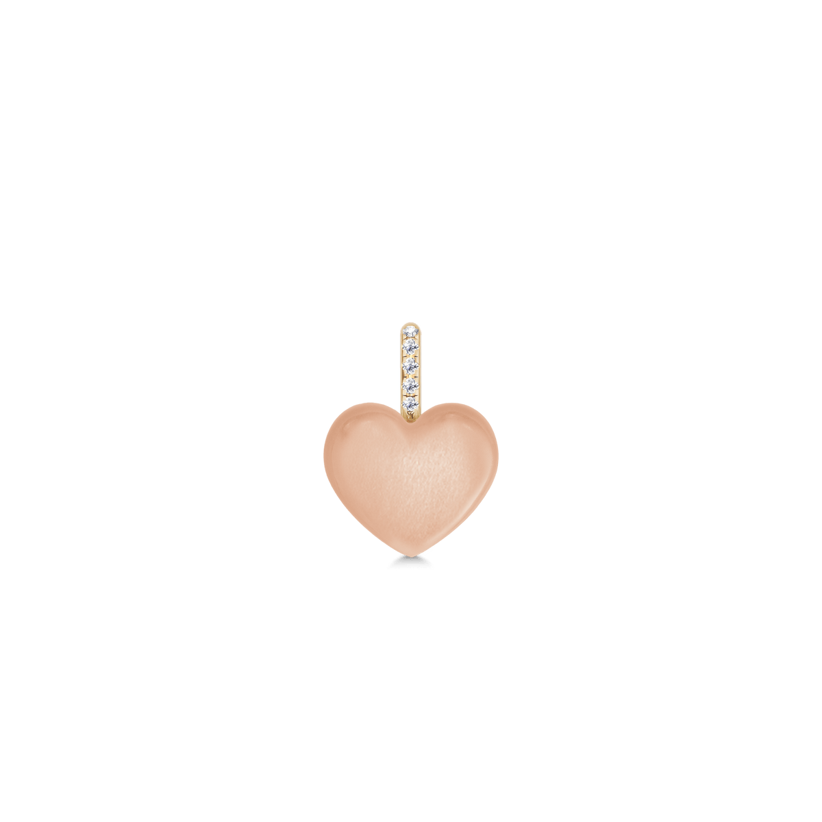 Luna Love Pendant i gull med Rosy Moonstone-hjerte og diamantbesatt bøyle, produktbilde