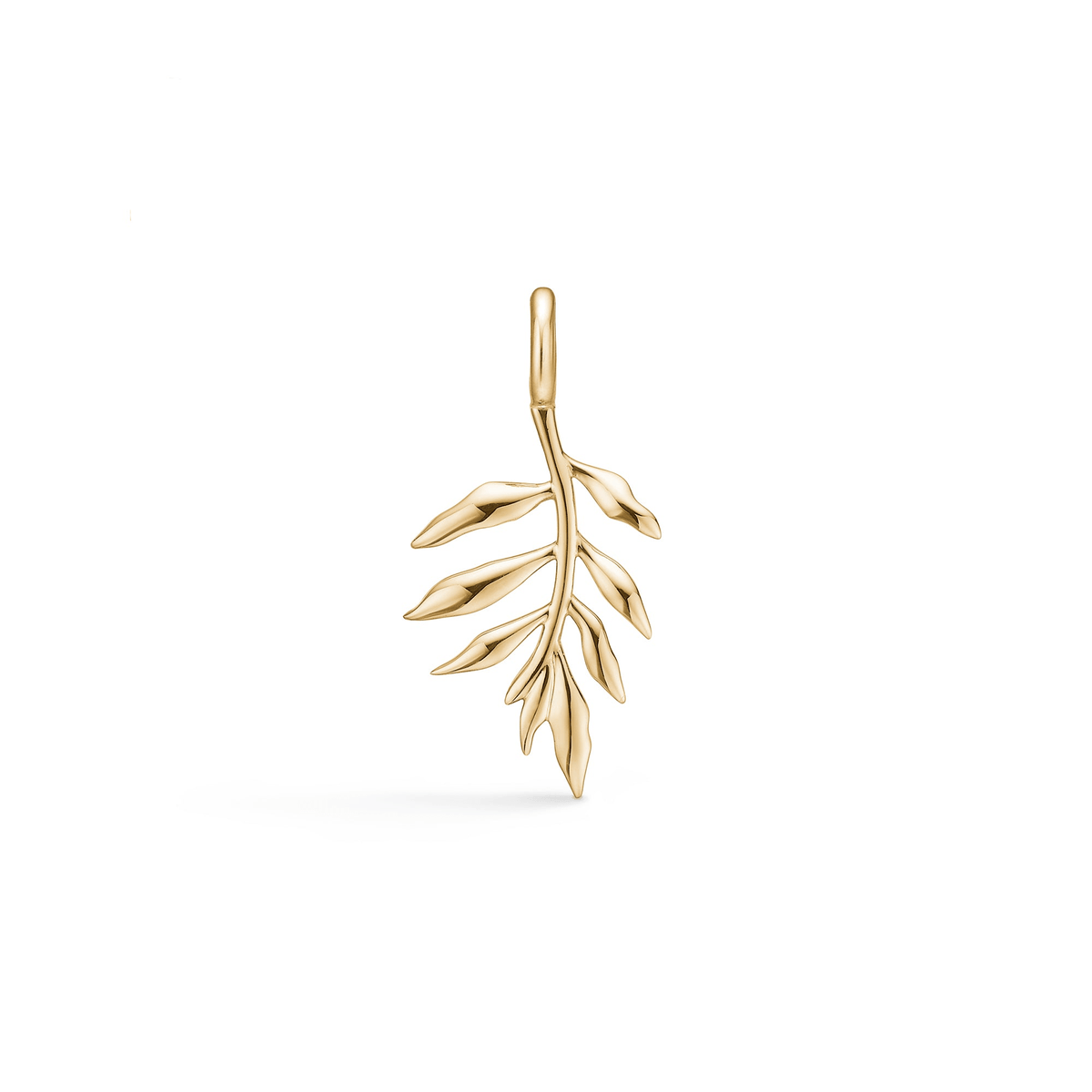 Tree of Life Pendant i massivt 18K gull formet som en gren med blader, sett forfra