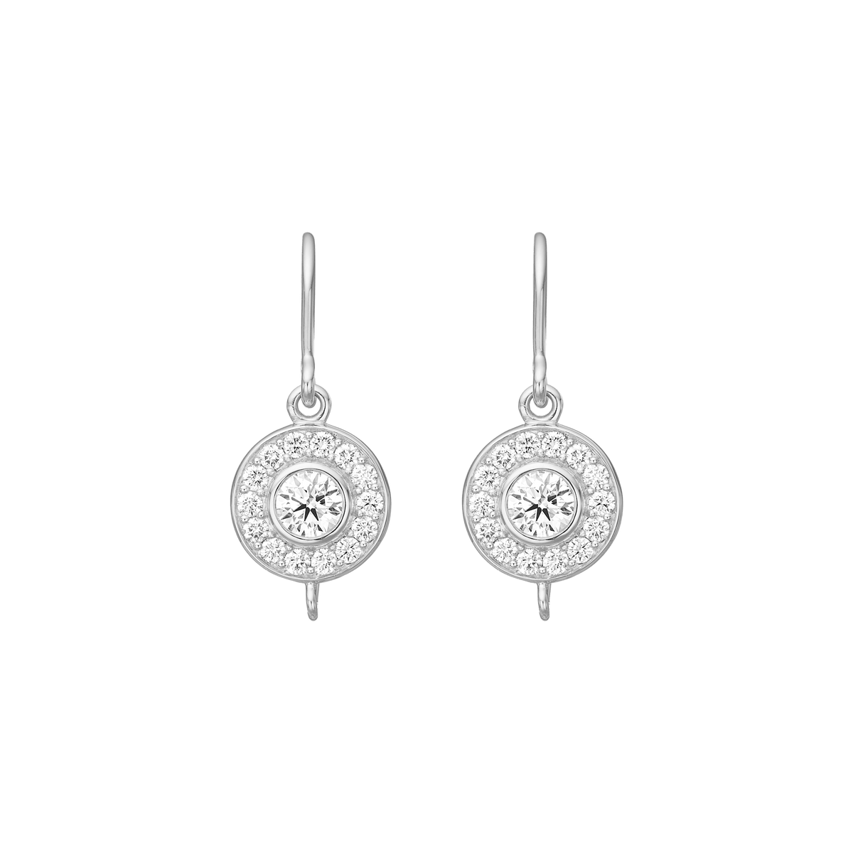 Heritage Earrings Base i 18K hvitt gull med diamanthalo, produktbilde